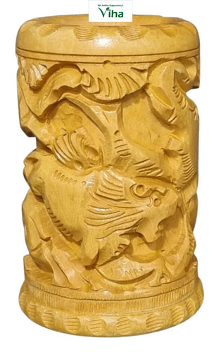 Wooden Carving Pen Pencil Holder / Multi Purpose in Rajasthani Carving Design