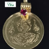 Impon Mahalakshmi Coin for Thali (Mangalsutra), a gold-toned round coin pendant featuring raised figures and one red square stone at the bail