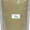 Tulsi Palm Sugar Milk Mix Powder, a clear plastic pouch with a ziplock top contains fine light-tan powder, featuring a rectangular white label on center