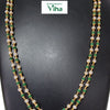 Aimpon Chain, a two-strand gold-toned beaded necklace featuring alternating green and white beads strung uniformly along the chain