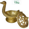 Designer Dhoop Holder / Sambrani Holder Brass / Loban Burner / Dhuni Burner, a gold-toned bird-shaped bowl with a pierced lid