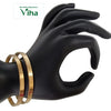 Impon Plain Bangle, two gold-toned textured bangles worn on a black mannequin wrist
