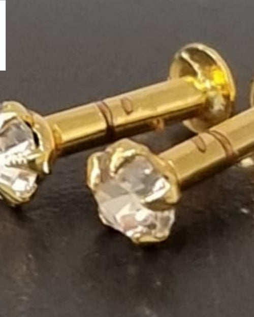 Impon Studs with clear faceted stone