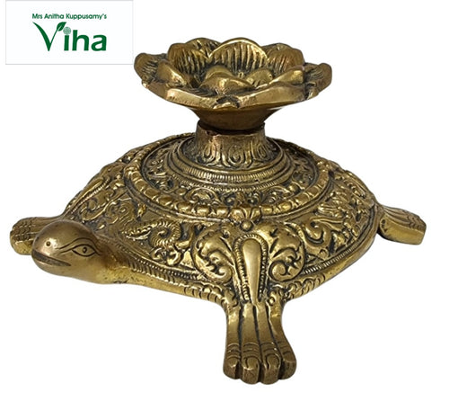 Tortoise Flower Lamp Brass