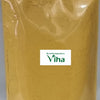 Sandal Powder, a sealed transparent plastic pouch filled with mustard-yellow powder featuring one central white label