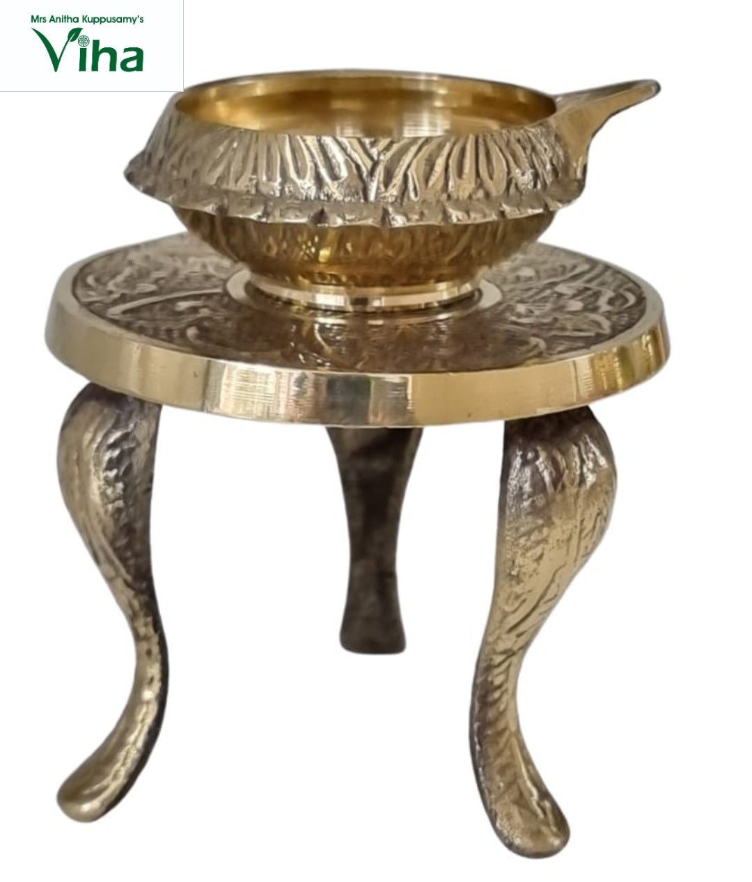 NilaiVasal Vilakku Set (Brass Stand With Brass Agal Vilakku) – Viha Online