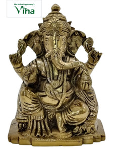 Idampuri Ganesha Statue Brass 6"inches