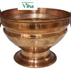 Copper Uruli [ Urli ] with ridged decorative bands and two side handles