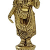 Andal in brass, standing figure on a stepped lotus pedestal with engraved garments and one hand raised