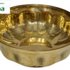 Uruli Brass [ Urli ], a shiny, gold-toned round metallic basin with fluted interior walls and two side loop handles