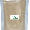 Mango Powder Dry, a clear plastic standing pouch filled with a fine-textured, matte, beige-grey powder, featuring a rectangular white label on the front