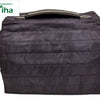 Multi Purpose Unisex Toiletry Pouch, a dark purple quilted cover with horizontal stitching and a beige-striped top handle