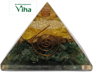 Citrine & Green Aventurine Crystal Pyramid