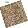 Sukra Yantra, a square gold-toned metallic plate engraved with geometric shapes, concentric circles, and Tamil script across its brushed surface