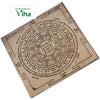 Sri Ram Yantra, a square tan-coloured metallic plate featuring engraved concentric circles and geometric patterns with text inscriptions
