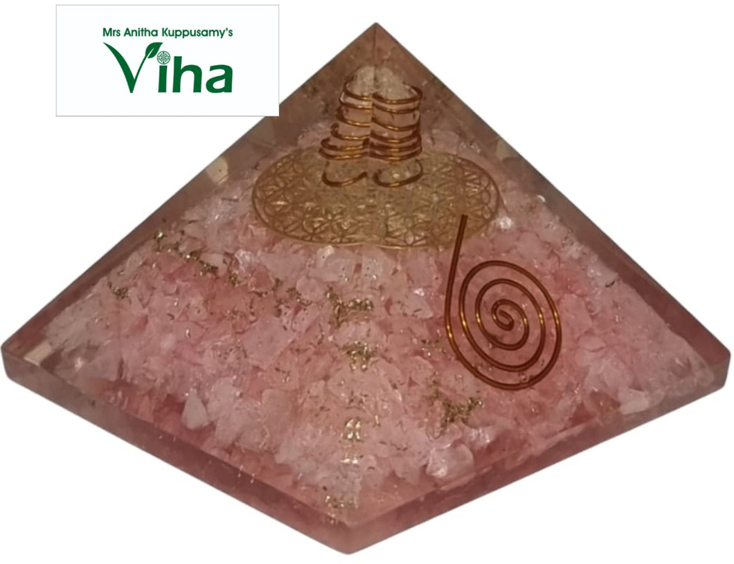 Rose Quartz Pyramid with EMF Protection Viha Online Rose Quartz Pyramid with EMF Protection Viha Online