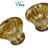 Nalungu Set, two gold-toned fluted footed bowls featuring shiny reflective surfaces and round bases