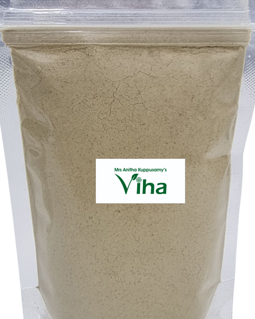 Sukku / Dry Ginger Powder, a clear plastic ziplock pouch filled with fine light brown powder and featuring a central white label