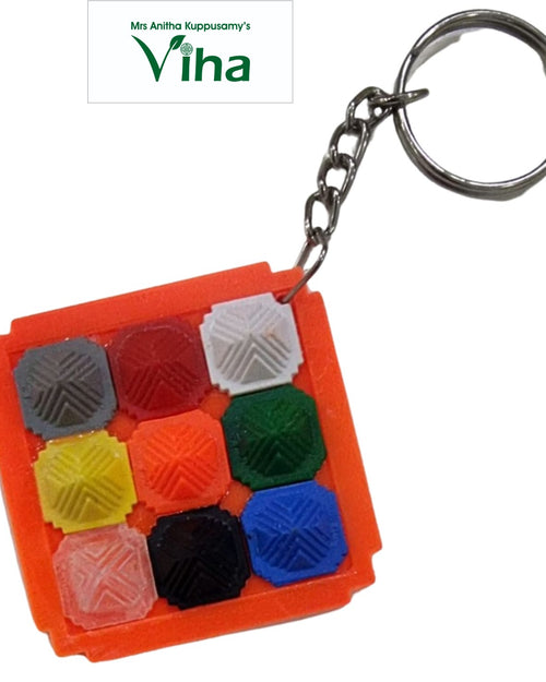 Navagraha Pyramid Key Chain, square base with smaller pyramids on a ring