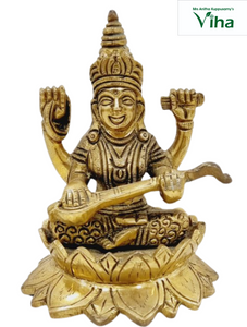 Saraswathi Statue Brass - 5" inches