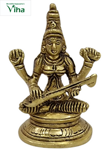Saraswathi Statue Brass 3.2"inches
