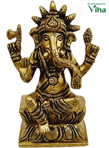 Idampuri Kiran Ganesha Statue Brass 4"inches