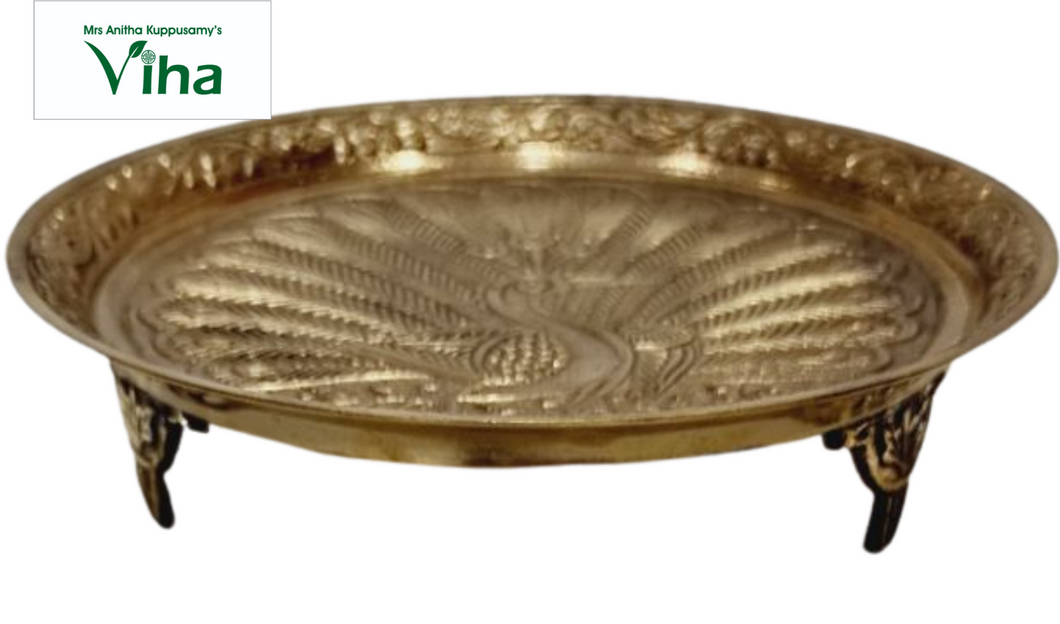 Multi Purpose Peacock Plate - Brass with Stand