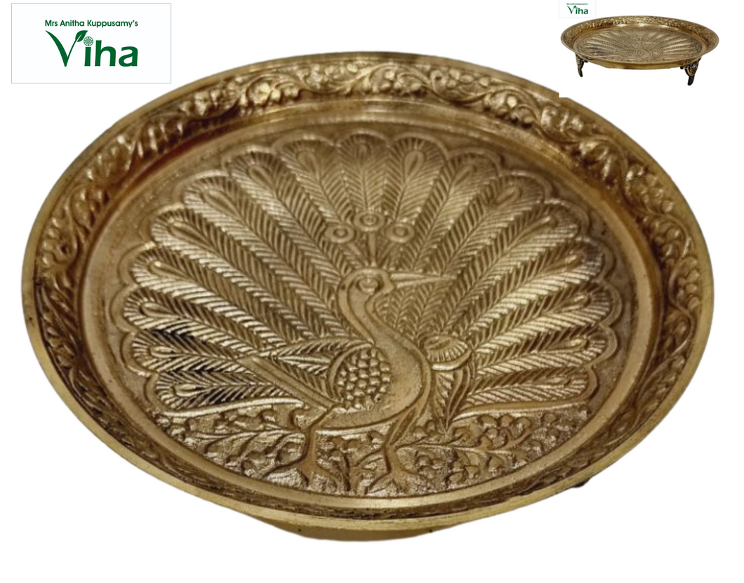 Multi Purpose Peacock Plate Brass with Stand