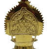 Ashtalakshmi Vilakku Brass, a gold-toned metal object with serrated edges, engraved elephants, and a round base
