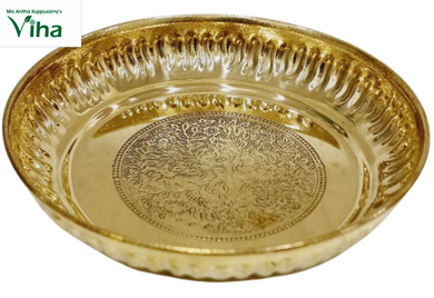 Designer Floral Plate Brass