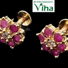 Impon Ear Studs with central stone and pink petals
