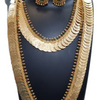 Impon Lakshmi Kasu Malai with layered coins and earrings