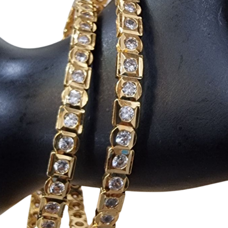 Impon Bangles with clear stones and interlocking links