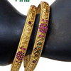 Impon Bangles with embossed patterns and pink stones