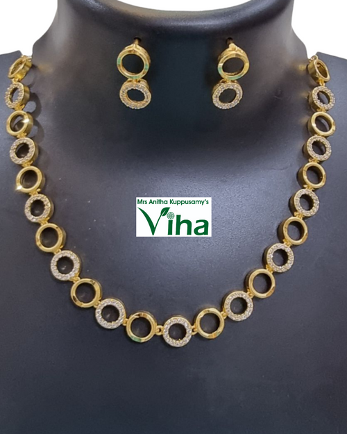 Impon Necklace with circular links and matching earrings