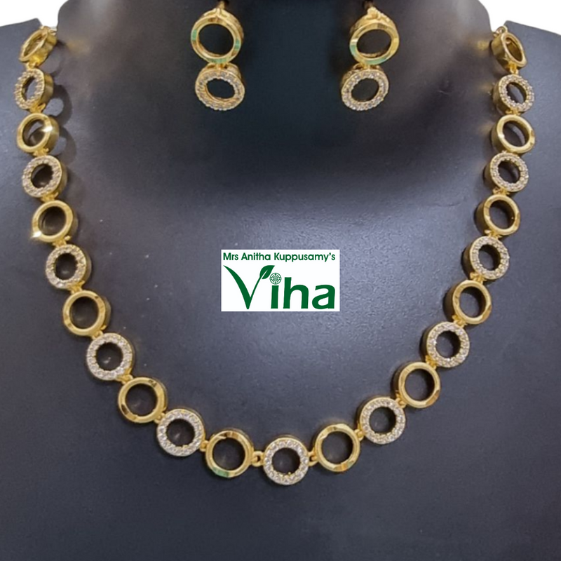 Impon Necklace with circular links and matching earrings