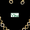 Impon Necklace, two gold-toned earrings and a matching necklace featuring alternating plain and clear stone-studded circular links on a black background