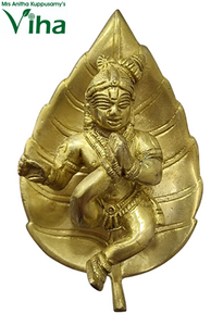 Leaf Krishna Wall Hanger Brass
