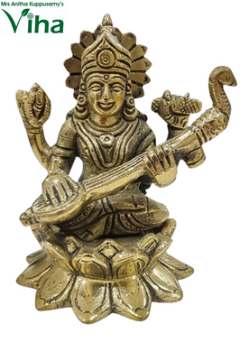 Saraswathi Devi Statue Brass