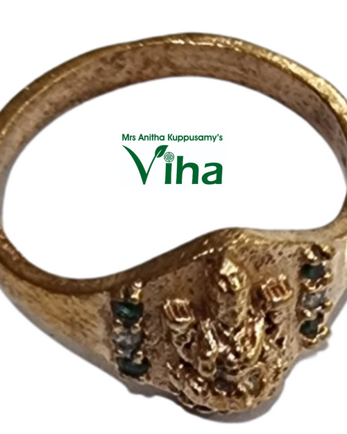 Impon Mahalakshmi Ring, circular band with an ornate raised section