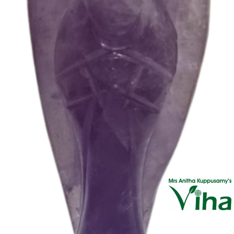 Amethyst Angel, a carved figure with folded wings