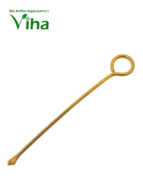 Thiri thoondi, long thin brass rod with a looped handle for trimming and lifting lamp wicks