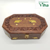 Wooden Box - 8"×5"inches with carved floral border on lid
