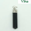 Black Tourmaline Keychain / Pendant with an elongated prism and pointed bottom