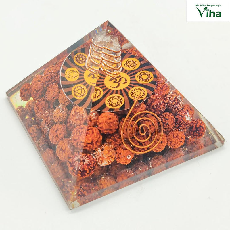 Rudraksha 7 Chakra Pyramid with embedded rough brown objects