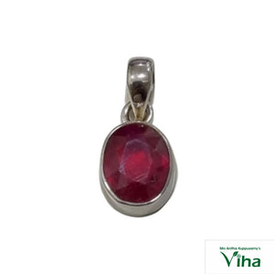 Ruby Silver Pendant Oval 3.47 g