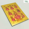 Magnetic Metal AshtaLakshmi Photo, a gold-toned metallic rectangular plaque depicts nine seated figures surrounded by pink lotus motifs and borders