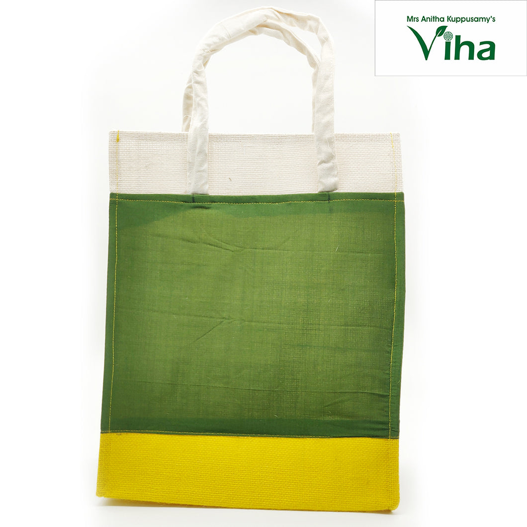 Jute Bag with Silk Design