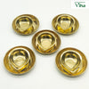 Brahma muhurtha vilakku set of five, teardrop brass oil cups each seated in a round brass dish