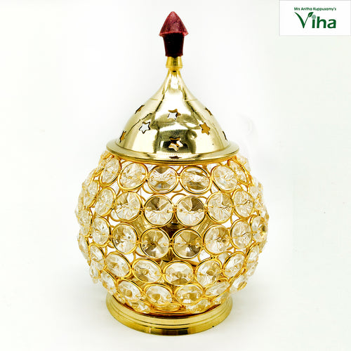 Round Crystal Lamp Brass